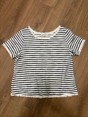 Green Envelope LA Striped Short Sleeve Terry Top Size Medium